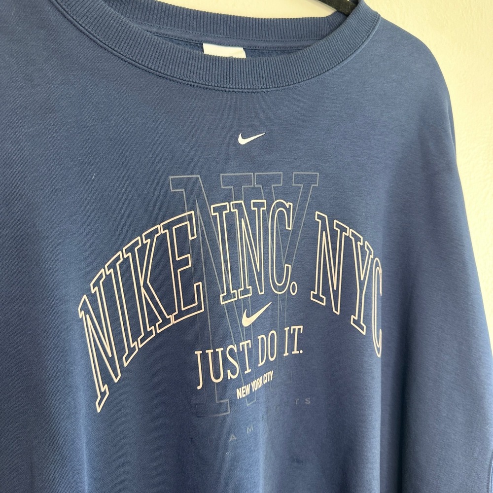Nike Sportswear Phoenix Fleece Oversized Crewneck Graphic Sweatshirt Navy Blue L - Picture 3 of 6